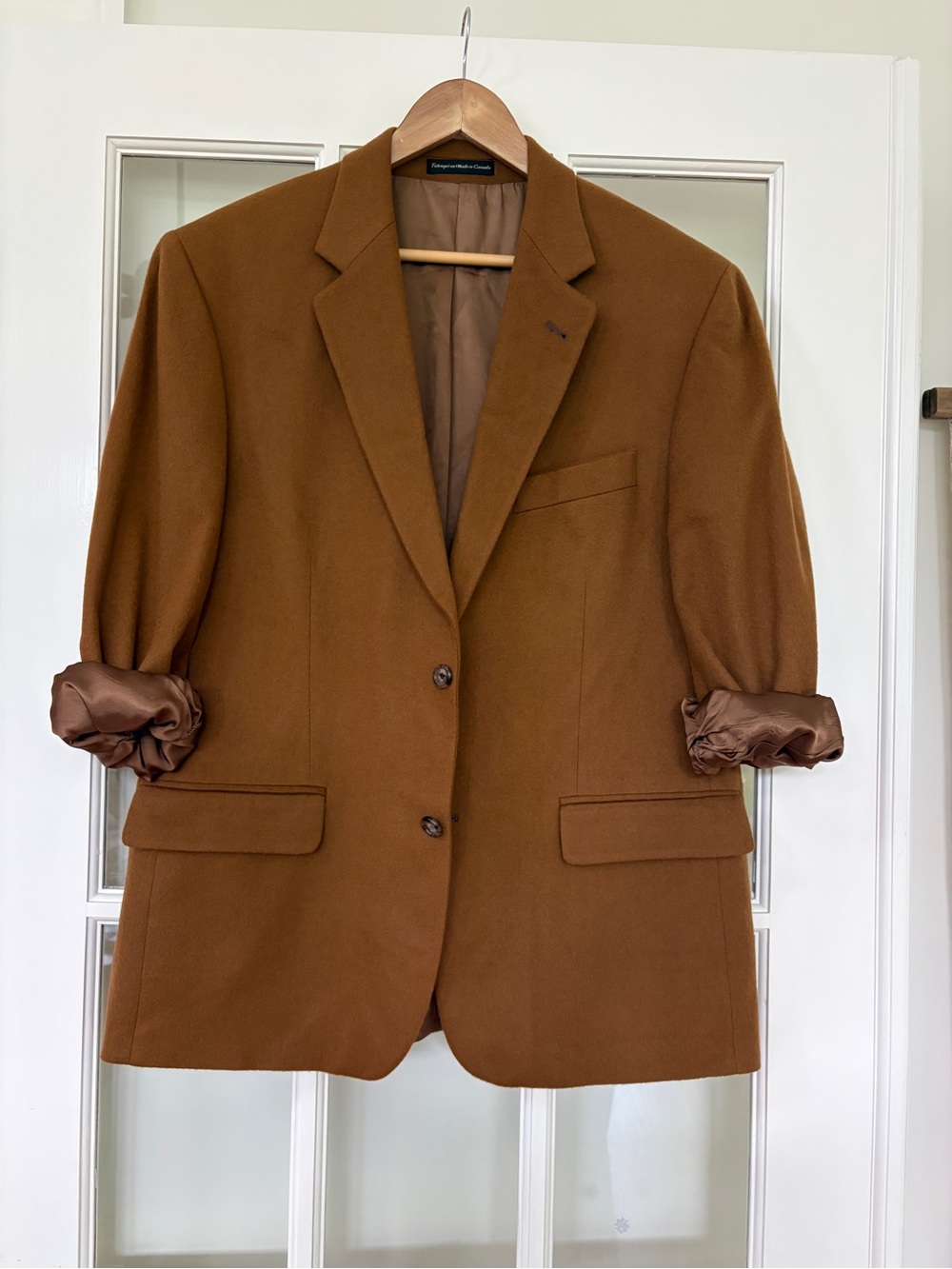 Pronto Uomo 100% Cashmere Camel Blazer 42 Short Union Made in Canada